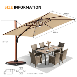 <span class=keywords><strong>Parasol</strong></span> <span class=keywords><strong>de</strong></span> terrasse déporté 3x3m 3x4m avec éclairage solaire et rotation à 360° – Vente en gros usine °   Rotatif - Product Image 2