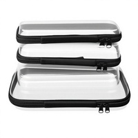 Lot de 4 pochettes et étuis rigides transparents en PET avec fermeture éclair pour le voyage, les couches, les cosmétiques et le rangement de jouets (Noir)