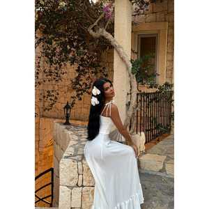 Robe d'été blanche sexy à nouer avec fermeture éclair décorative, design élégant et personnalisé pour les journées, les vacances, les clubs, taille XS (ODM) - Product Image 1