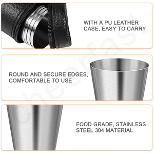 Support pour ajouter votre logo Emballage en cuir PU Ensemble de verres <span class=keywords><strong>à</strong></span> vin Étui de transport Camping en plein air Voyage Tasse <span class=keywords><strong>à</strong></span> whisky - Product Image 4