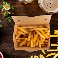 OOLIMA Boîte en papier rigide avec logo personnalisé pour emporter des frites et du poulet pour la restauration rapide