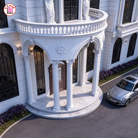 Colonnes en marbre néoclassiques sur mesure, base et capitale complètes, marbre blanc massif, décoration de façade de villa de luxe