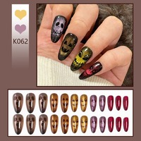 K062 Faux Ongles à Presser Crâne Sombre Halloween Style INS Gothique Western Tendance ABS Premium MOQ1 Vente en Gros Stock Prêt