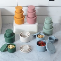 Conteneurs de stockage étanches écologiques boîte à bento à cinq compartiments boîtes à lunch en silicone moucheté pour adultes et enfants