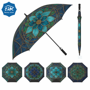 Full print flower pattern advertising custom automatic open rain <b>umbrella</b> 30 inch large golf <b>umbrella</b> with logo urgent order - Product Image 4