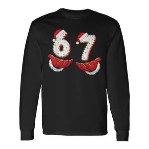 T-shirt à manches longues avec motif Number 67 Christmas Santa Hands Gen Alpha Slang Meme - Product Image 1