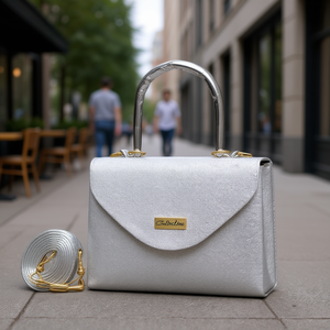 Bolso Bandolera para Mujer Fana Tonali, Plateado Metálico con Brillo, Asa Superior, Correa para el Hombro, Chapado en Oro, Estilo Sencillo, Uso Diario - Product Image 2