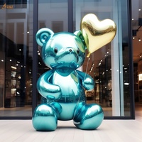 Vente Personnalisée Métal Miroir Polissage Art Animal Statue Grande Sculpture En Acier Inoxydable Placage Couleur Ours pour Ville Public Décor