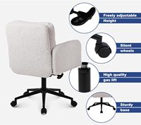 Chaise de bureau ergonomique à hauteur réglable, solide et à dossier moyen, table de toilette confortable en fausse fourrure, chaise pivotante de loisirs pour la maison