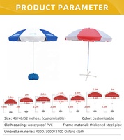Parasol de plage personnalisé avec logo, parasol de soleil promotionnel pour la promotion de la marque et la publicité