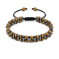 Bracelet ajustable en pierre naturelle hématite et œil de tigre de 4 mm avec cordon noir, prix de gros pour hommes, femmes, cadeau, fête