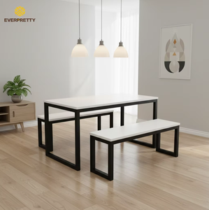 Ensemble de meubles de cantine scolaire rectangulaires modernes, tables et chaises, bancs de cantine pour restaurant scolaire, salle à manger et extérieur - Product Image 3