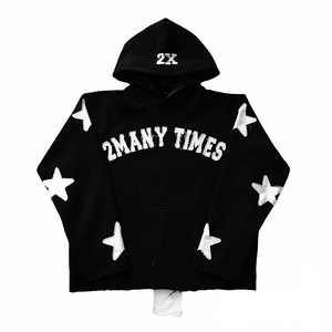 Sudadera con capucha de retazos bordados lavados con ácido Vintage Unisex, logotipo personalizado, bloque de Color, ropa de calle francesa desgastada, estampado de algodón 100% - Product Image 3