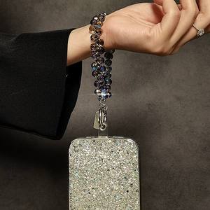 CHENXI Étui de téléphone portable de luxe écologique en strass de cristal avec breloques perlées, chaîne, cordon, pendentif et porte-clés décoratif - Product Image 2