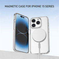 Étui de téléphone magnétique anti-rayures en TPU transparent pour iPhone 16 15 Pro Max