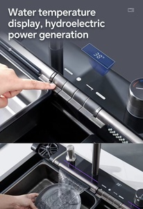Évier de cuisine intelligent moderne en acier inoxydable multifonctionnel <span class=keywords><strong>avec</strong></span> affichage numérique LED, édition 2025, 7 touches piano, <span class=keywords><strong>avec</strong></span> <span class=keywords><strong>cascade</strong></span> - Product Image 6