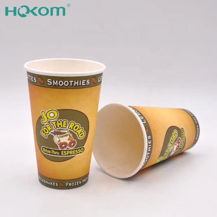 Hongkang hot sale Biodegradable paper container disposable hot/cold drink cups single wall cups the best price for promotion