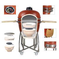 Auplex Big Green Kamado Barbecue de jardin de 23.5 pouces avec cuisinière à vapeur et gril multifonctions
