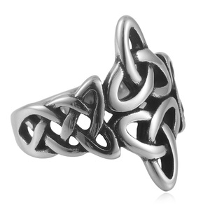 Men's Titanium Steel Hollow Flower <b>Ring</b> Geometric Punk Style Silver Color Gift Jewelry 24056 - Product Image 1