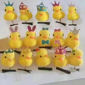Pinzas para el pelo de terciopelo DIY con diseño de resorte - Adornos para el pelo Kawaii de pollitos y patos amarillos lindos para niñas, recuerdos de fiesta y regalos - Product Image 3
