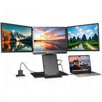 Moniteur Portable Triple OEM 2026 Nouveau - 15,3 Pouces Ultra-Mince, Support Ergonomique Réglable à Câble Unique, Extension à 3 Écrans pour Ordinateur Portable