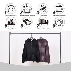 Sudadera con capucha retro para hombre con cremallera, de algodón puro de alto gramaje, con bolsillo desgastado y cremallera YKK, de Monleyey Wash - Product Image 5