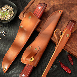 <span class=keywords><strong>Cuchillo</strong></span> afilado de acero inoxidable <span class=keywords><strong>para</strong></span> carnicero de 11 pulgadas con mango de grano de madera de plástico y Funda de cuero - Product Image 2