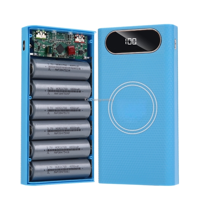 Removable 5V Dual Usb 6cell x 21700 Battery Wireless 22.5w Fast Charging Charger Power Bank Case Kit Welding free Box DIY Case
