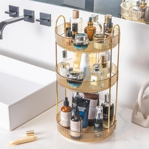 360 <b>Rotating</b> Makeup Organizer 3 Tier Cosmetic <b>Storage</b> <b>Rack</b> Round Vanity Tray Stand for Bathroom Dresser - Product Image 6