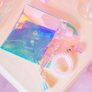 กระเป๋าเครื่องสำอางพีวีซีลายโฮโลแกรม 3 มิติ แบบมีประกายเลเซอร์ พร้อมกระดุม สำหรับใส่เครื่องสำอางและอุปกรณ์ชายหาด - Product Image 3