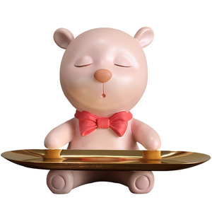 Porta Llaves con Forma de Oso, Bandeja Rosa de 7 Pulgadas, Adorno Multifuncional para Decoración del Hogar - Product Image 5