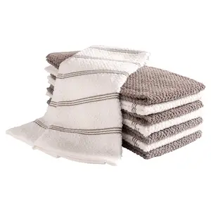 Ensemble de serviettes professionnelles en coton éponge à rayures personnalisées, serviettes de nettoyage de cuisine de qualité supérieure