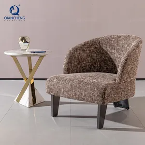 2024 newest design modern classic living room luxury hotel lobby chairs velvet fabric metal leg single leisure sofa chair