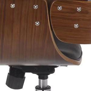 Venta al por mayor hogar de madera curvada Mid Back asiento de cuero cojín giratorio tarea silla de oficina con rueda - Product Image 5