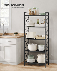 <span class=keywords><strong>Étagère</strong></span> SONGMICS avec cadres latéraux en X, maille dense, pour entrée, <span class=keywords><strong>cuisine</strong></span>, salon, salle <span class=keywords><strong>de</strong></span> bain, <span class=keywords><strong>étagère</strong></span> <span class=keywords><strong>de</strong></span> rangement en métal à 5 niveaux - Product Image 2