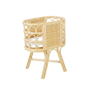 Lit bébé en rotin NHAT MINH, design tropical, finition naturelle, pour bébés et enfants de 0 à 3 ans, berceau pour poupées - Product Image 1