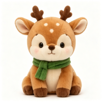 Peluche Cerf Sika Personnalisée ODM/OEM, Adorable Faon Tacheté avec Écharpe Verte, Jouet Promotionnel Doux