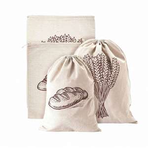 Custom Print Homemade Eco Friendly Food Storage Reusable Organic Canvas Cotton Linen <b>Bread</b> <b>Bag</b> - Product Image 1