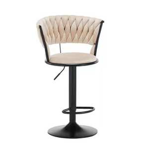 <span class=keywords><strong>Taburete</strong></span> giratorio de patas doradas de terciopelo gris oscuro de hierro de metal industrial para exterior, salón exclusivo de cocina moderna para el hogar, silla giratoria de bar - Product Image 5