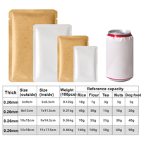 Papier Kraft thermoscellé personnalisé 20G pochette plate à 3 joints latéraux avec intérieur en feuille d'aluminium pour l'emballage alimentaire café thé