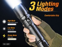 Lampe torche LED puissante pour l'extérieur avec zoom, recharge USB-C, matériau ABS IP44, faisceau réglable, portée supérieure à 500 m pour le camping