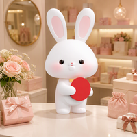 Sculpture de lapin mignon d'anime personnalisée, avec lunettes en forme de cœur, décoration interactive extérieure en fibre de verre écologique pour l'art public