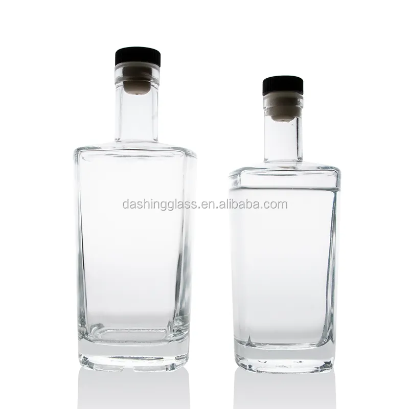 Garrafa de vidro para whisky personalizado cortica 500ml 750ml de licor de uisque garrafa de vidro vazia