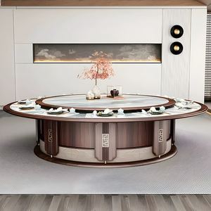 Table Ronde avec <span class=keywords><strong>Centre</strong></span> Rotatif pour Événements Fête Ensemble Rond en Bois avec Chaises, Table à Manger avec 8 Chaises - Product Image 2