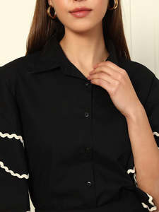 Women's Solid Knee Length Shirt <b>With</b> Skirt Cord Set For Women Cotton <b>Jumpsuits</b> Western Dress for Women Stylish Latest Two Piece - Product Image 2