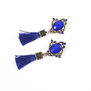 Pendientes de Borla Vintage con Cristal Azul, Joyería de Fiesta para Mujer, Engaste de Bisel - Product Image 6