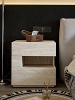 Table de chevet et mobilier de chambre à coucher en marbre naturel, moderne et minimaliste, de haute qualité