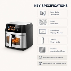 Friteuse à air de comptoir avec logo personnalisé 8L, capacité 40HQ (1300 pièces), 1700W, 220-240V, 50/60Hz pour usage en cuisine, modèle KA20046 - Product Image 2