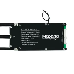 Maxkgo BMS nhà sản xuất bảo vệ mạch BMS Board 16S 120A cho cân bằng điện xe ô tô