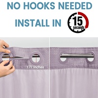 Rideau de douche sans crochets 100 % polyester imperméable 71" x 74" à motif gaufré, rideau de salle de bain de luxe avec doublure à clipser